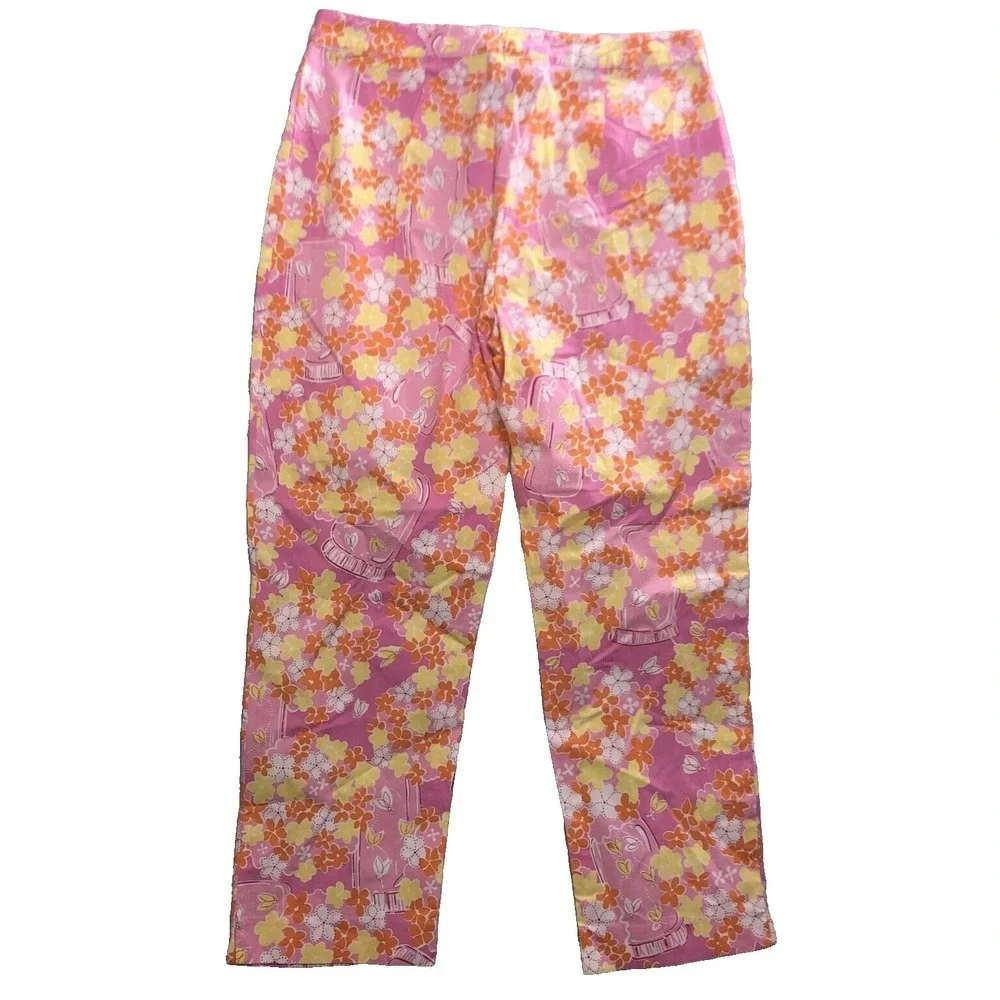 Lilly Pulitzer Pants Women's Size‎ 0 Night Lights Pink Floral Firefly Print